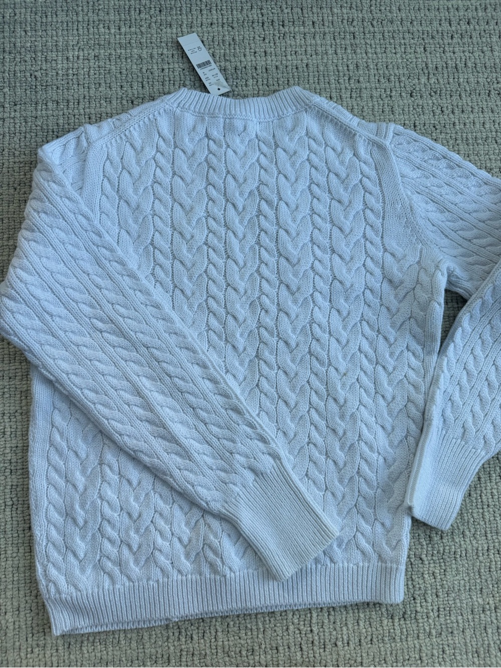 J. Crew White Cable-Knit Crewneck Sweater - Picture 4 of 4